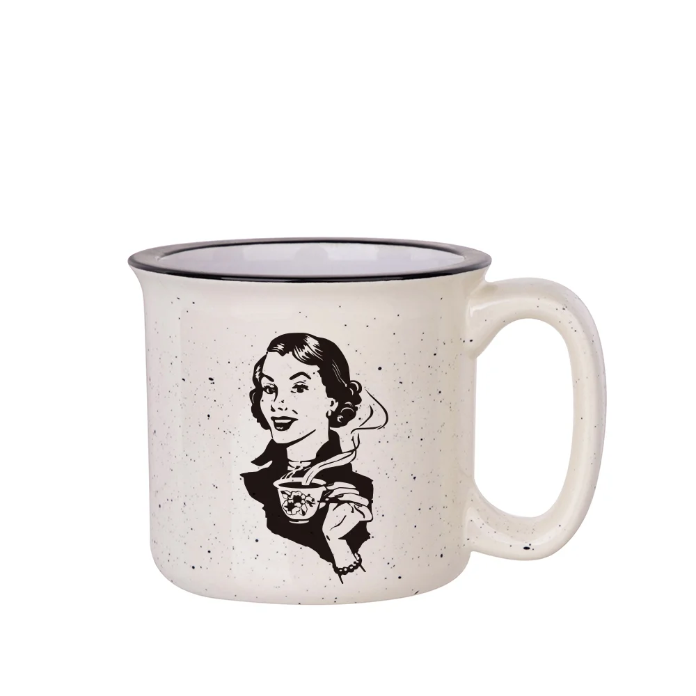 13oz/400ml Sublimation Retro Ceramic Enamel Mug (Beige Pattern) thumbnail 2