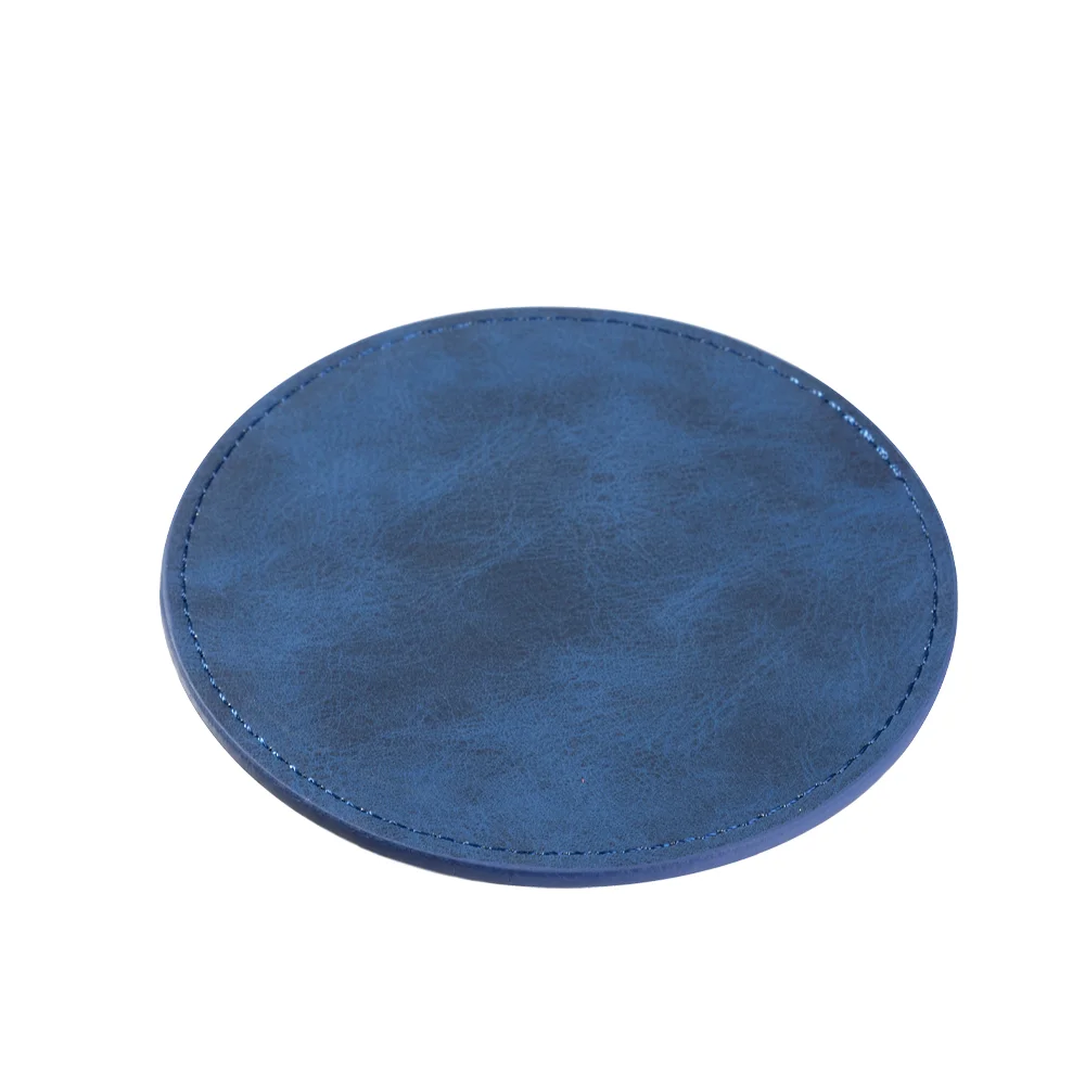 Laser Engraving PU Leather Blank Coaster (Round, Blue with Silver Underlayer, Φ10cm / 3.9") thumbnail 4