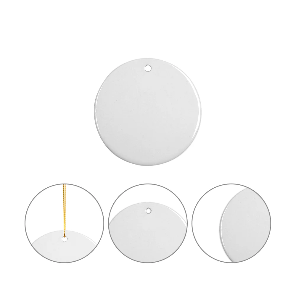 Sublimation Ceramic Ornament Round with Gold String (2.75inch, Double-sided White) thumbnail 5