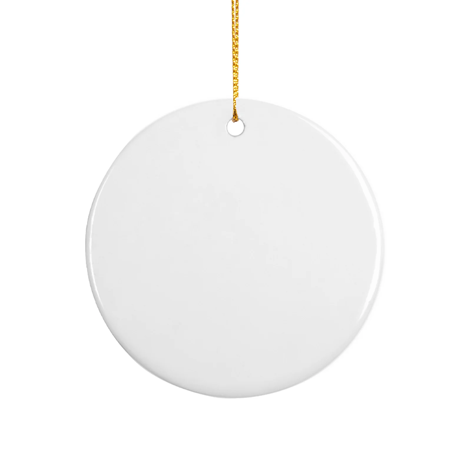 Sublimation Ceramic Ornament Round with Gold String (2.75inch, Double-sided White)