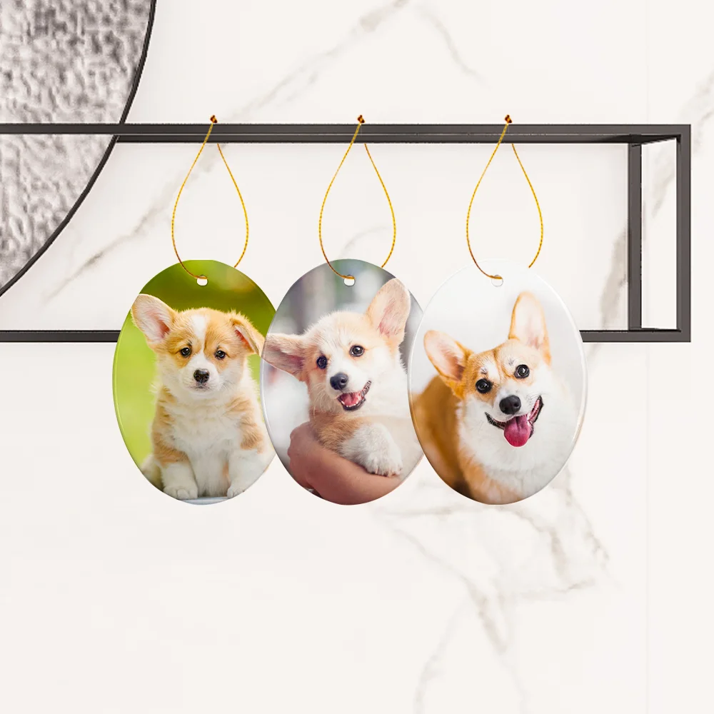 Sublimation Ornament Blanks Ceramic Hanging Christmas Ornaments Ball (3inch, Oval) thumbnail 3