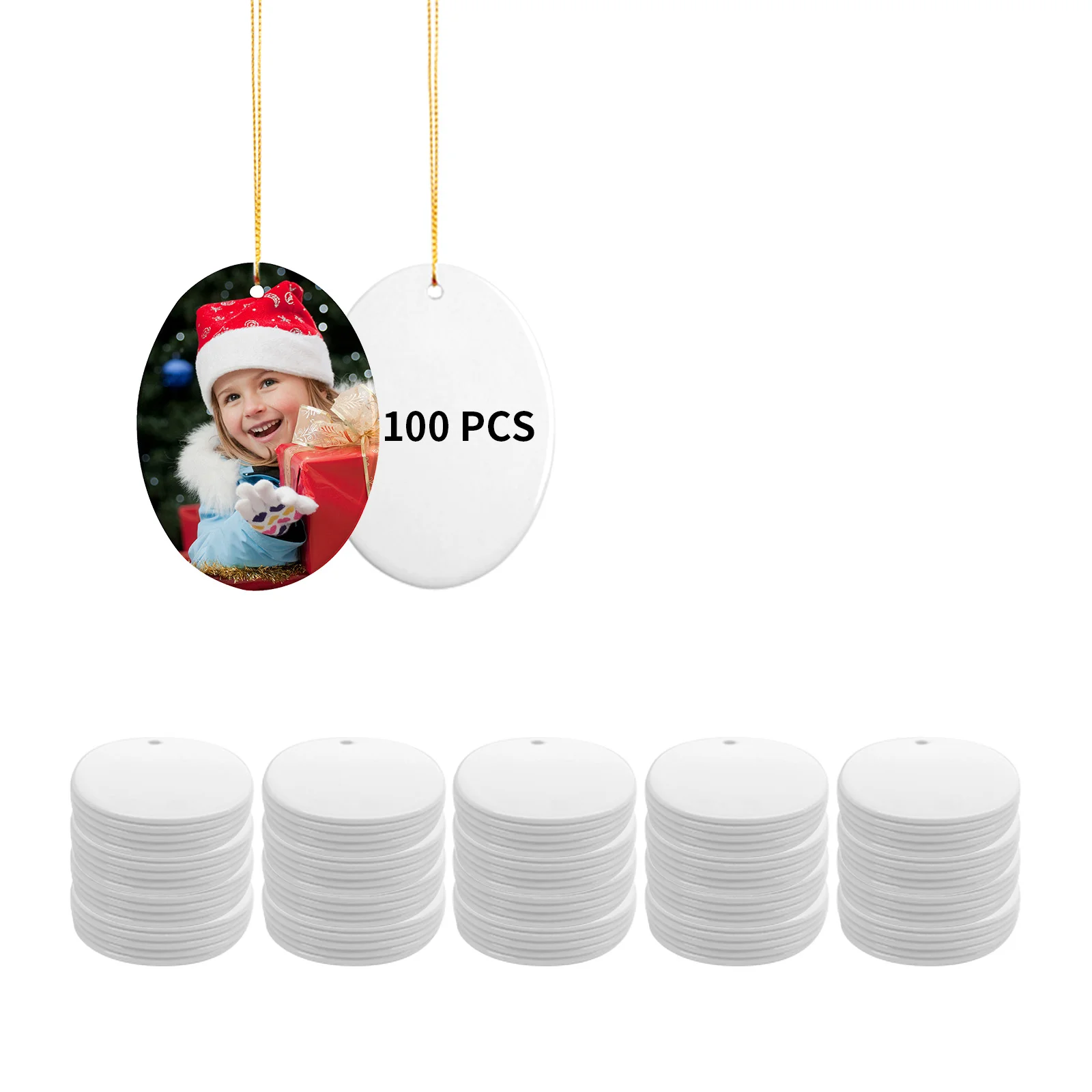 Sublimation Ornament Blanks Ceramic Hanging Christmas Ornaments Ball (3inch, Oval) thumbnail 6