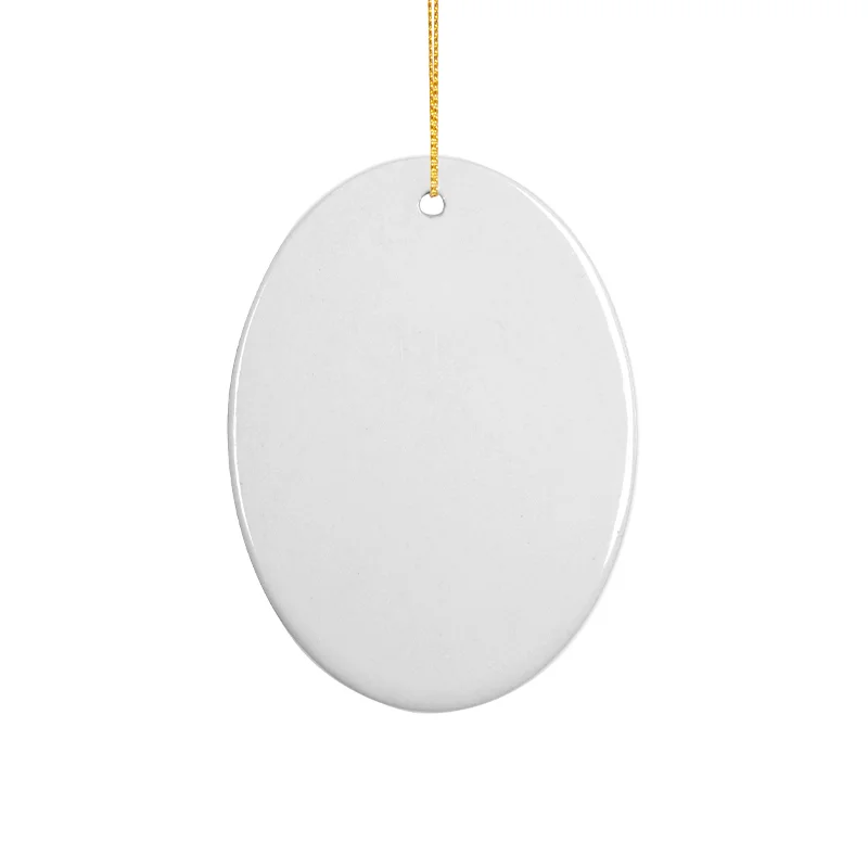 Sublimation Ornament Blanks Ceramic Hanging Christmas Ornaments Ball (3inch, Oval)