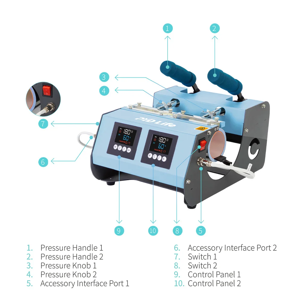 Double Station Combo Mug Press (3 in 1, Light Blue) thumbnail 4