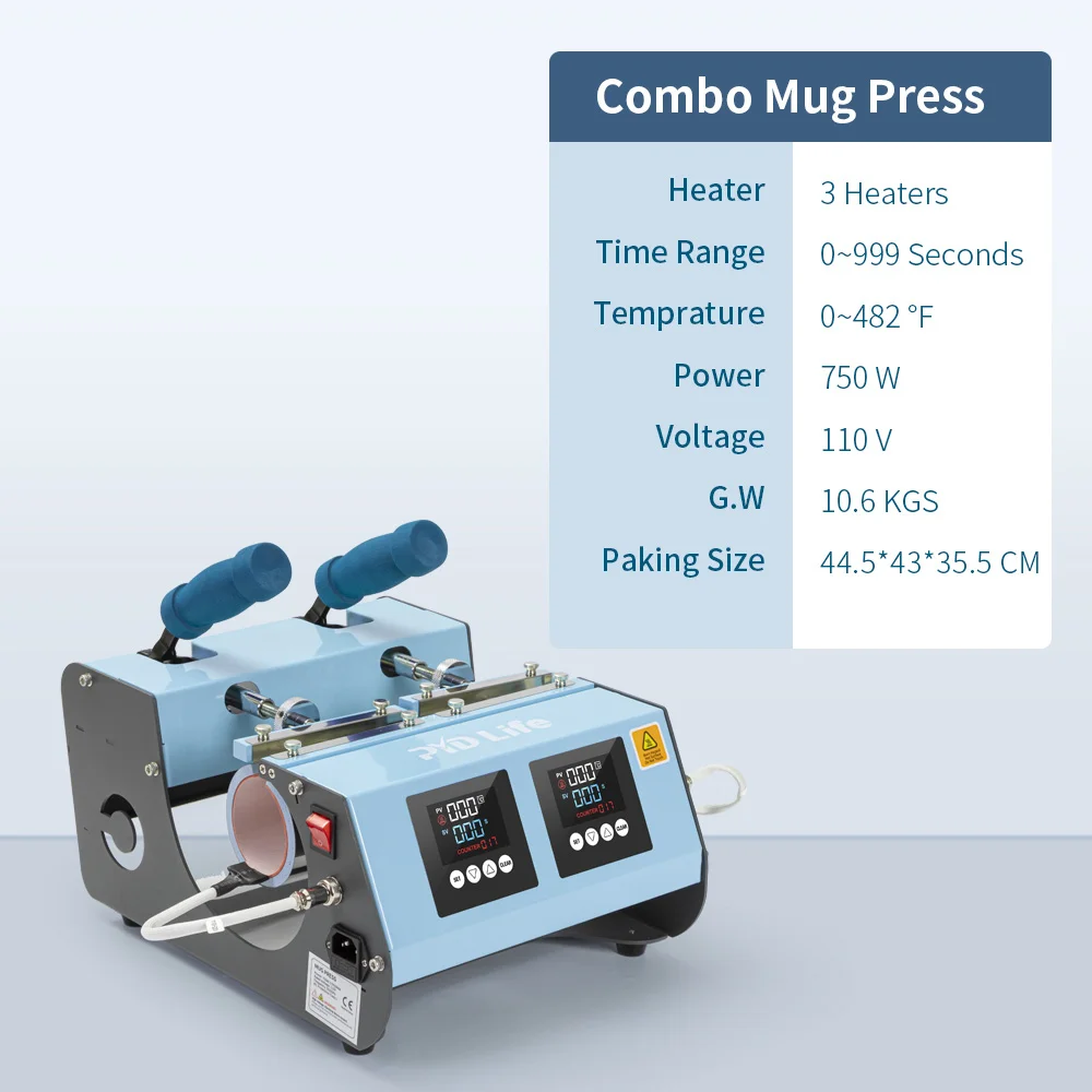Double Station Combo Mug Press (3 in 1, Light Blue) thumbnail 7