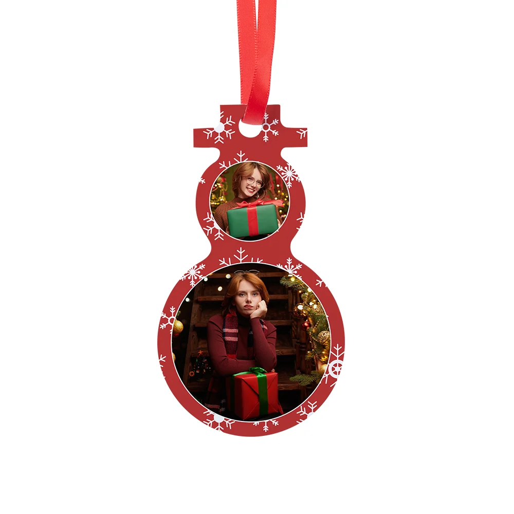 Sublimation Ornament Blanks Christmas Ball Holiday hanging Crafts Double Sided Aluminum (6*10.6cm, Snowman) thumbnail 2