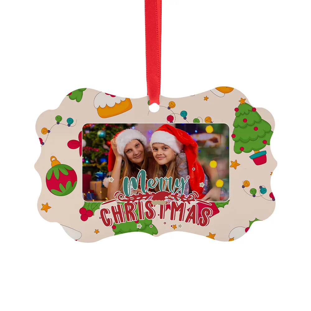 Sublimation Ornament Blanks Aluminum Hanging Ornaments Christmas Tree Decoration (6*9.8cm, Rectangular) thumbnail 2