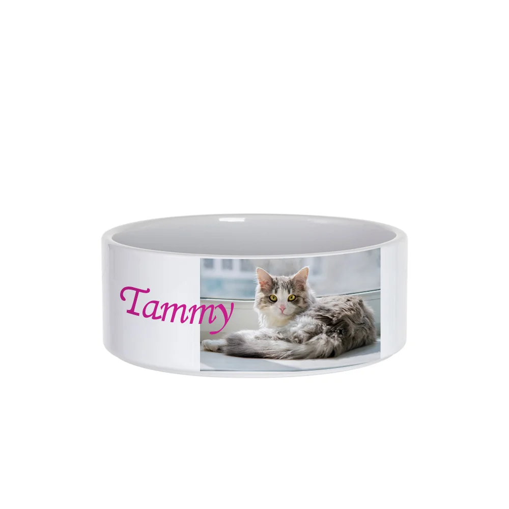 White Sublimation Ceramic Pet Cat Bowl