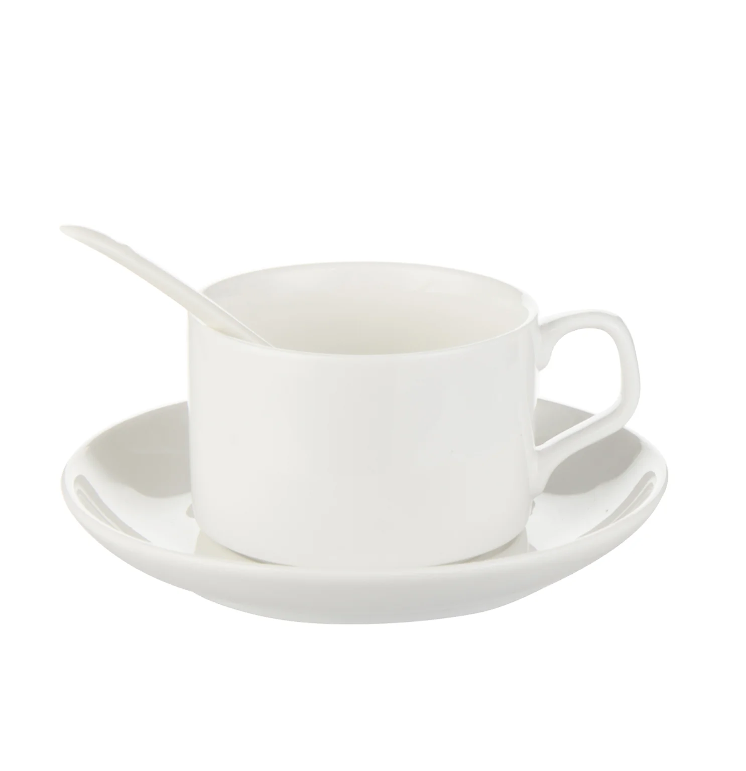 5oz White Sublimation Ceramic Coffee Mug with Saucer & Spoon thumbnail 1