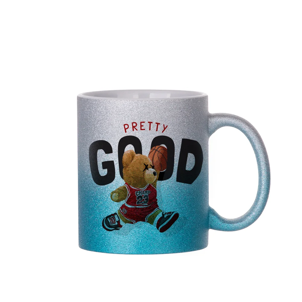 11oz 330ml Blank Sublimation Glitter Ceramic Mug (Silver+Light Blue) thumbnail 2