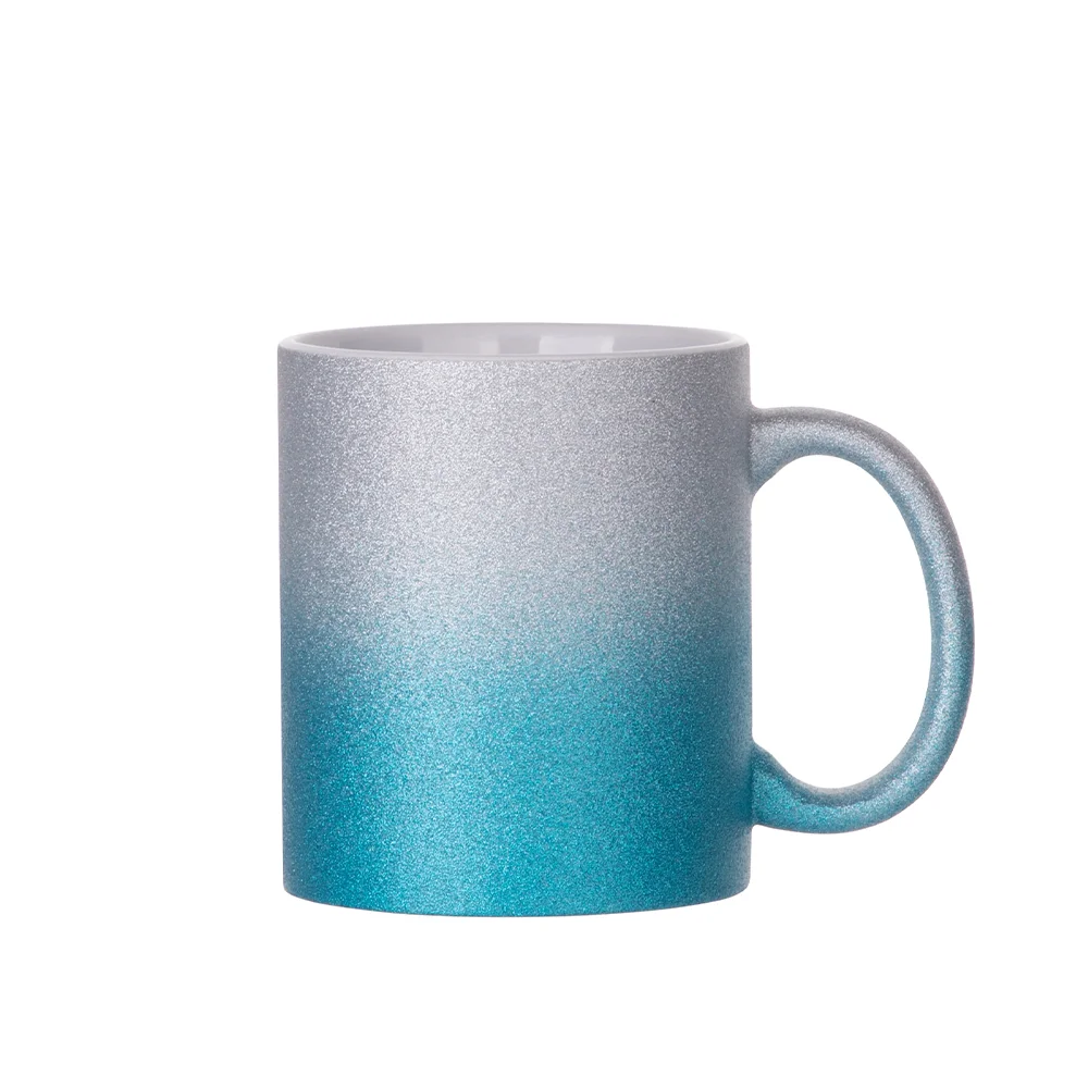 11oz 330ml Blank Sublimation Glitter Ceramic Mug (Silver+Light Blue) thumbnail 1