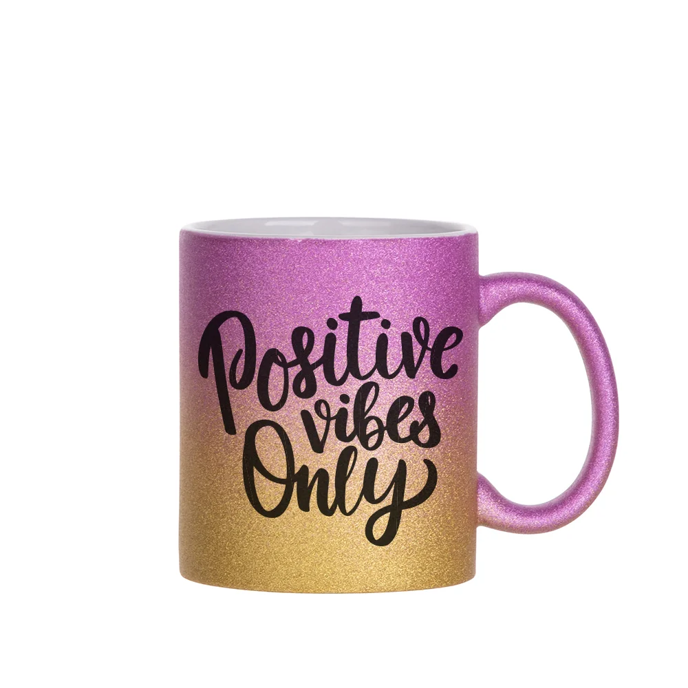 11oz 330ml Blank Sublimation Glitter Ceramic Mug (Purple+Gold) thumbnail 2