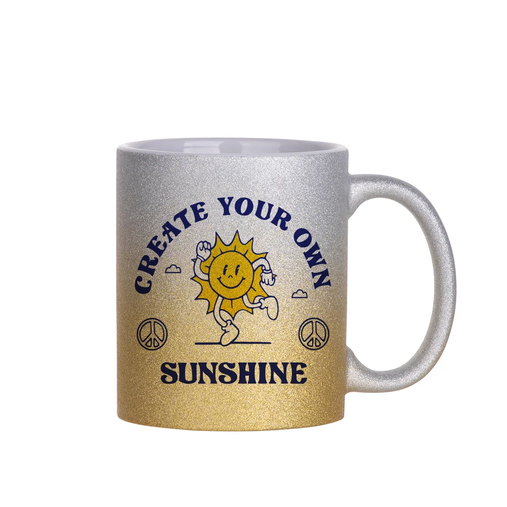 11oz 330ml Blank Sublimation Glitter Ceramic Mug (Silver+Gold) thumbnail 2