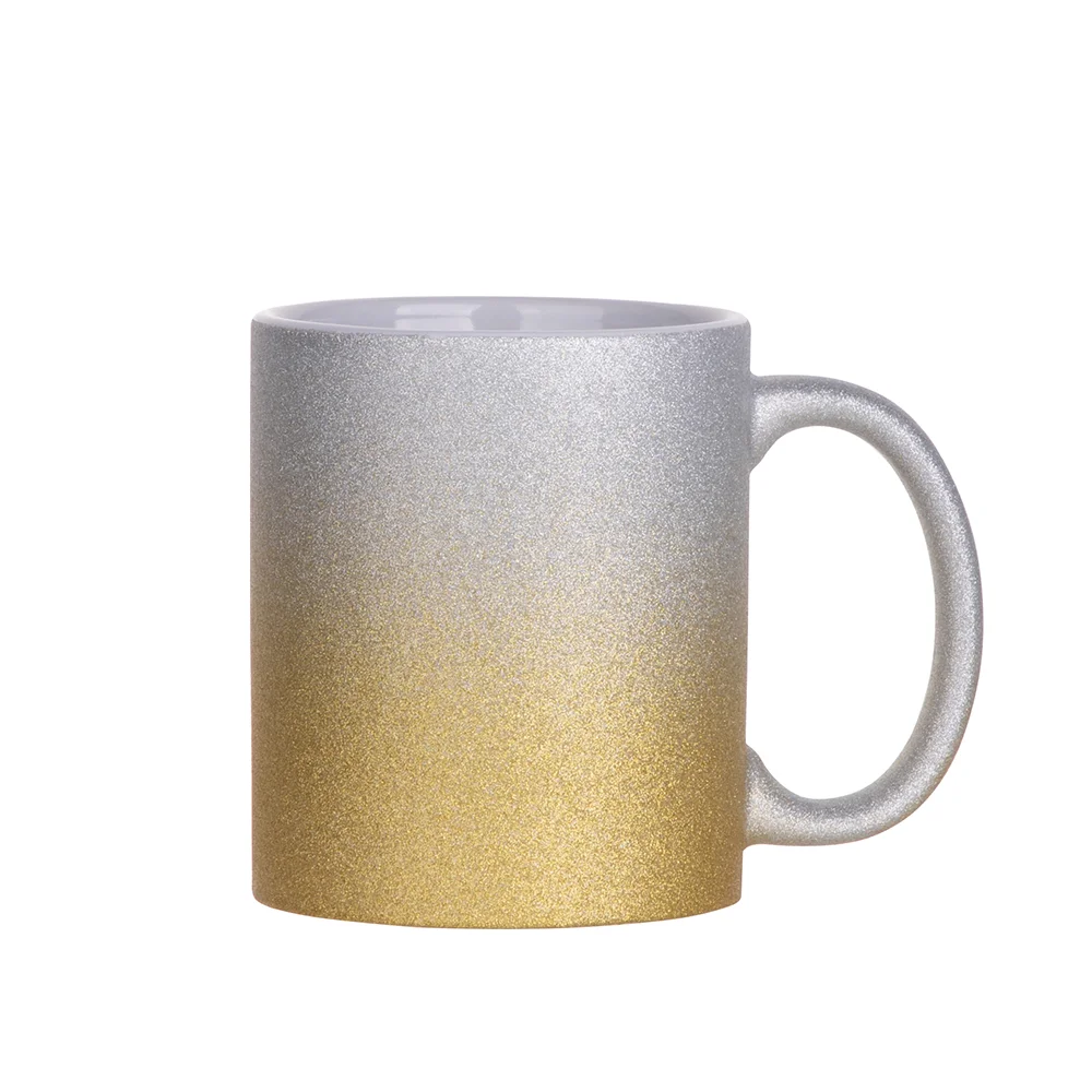 11oz 330ml Blank Sublimation Glitter Ceramic Mug (Silver+Gold) thumbnail 1