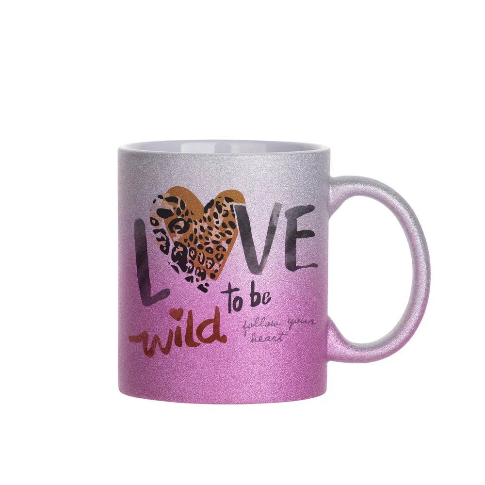 11oz 330ml Blank Sublimation Glitter Ceramic Mug (Silver+Purple) thumbnail 2