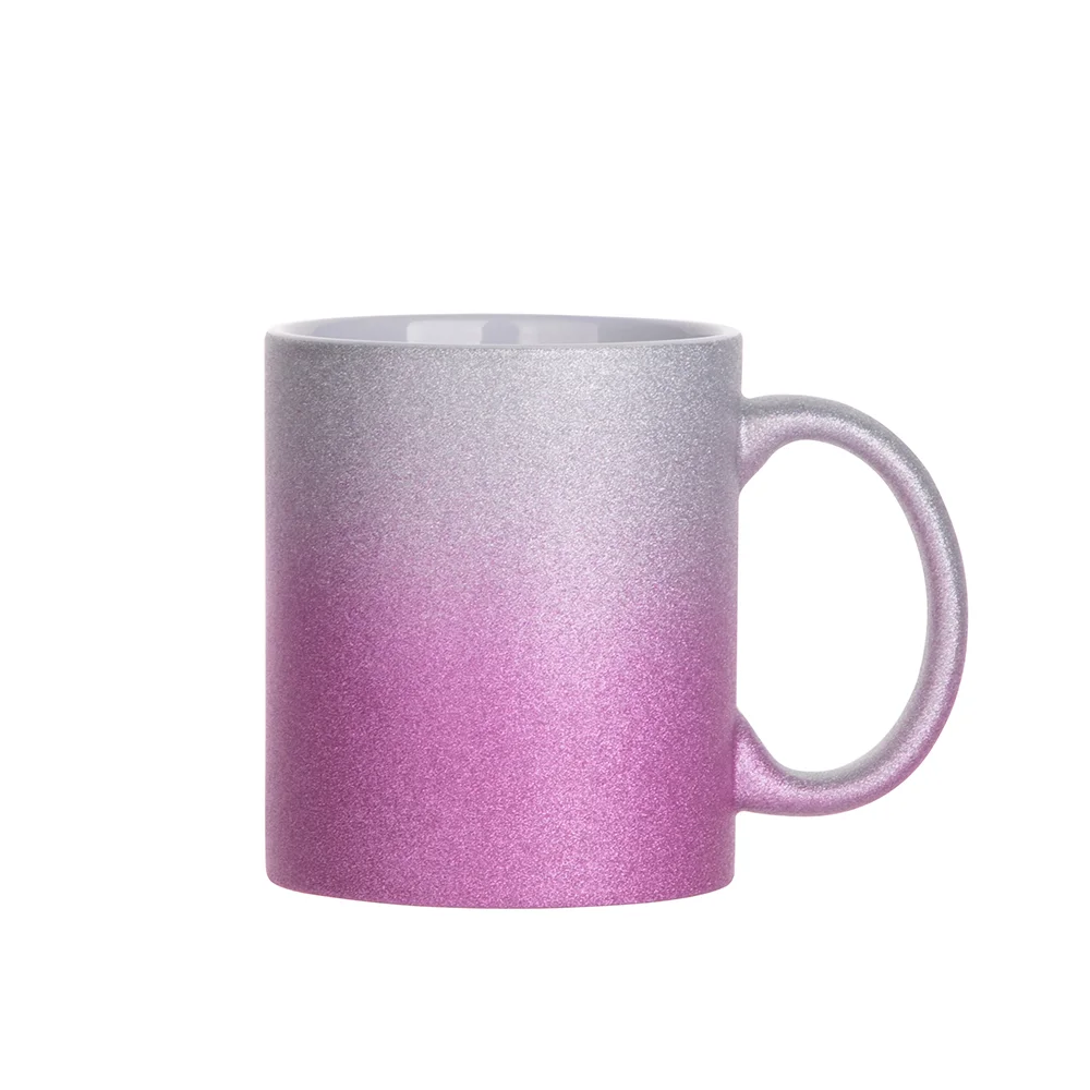 11oz 330ml Blank Sublimation Glitter Ceramic Mug (Silver+Purple) thumbnail 1