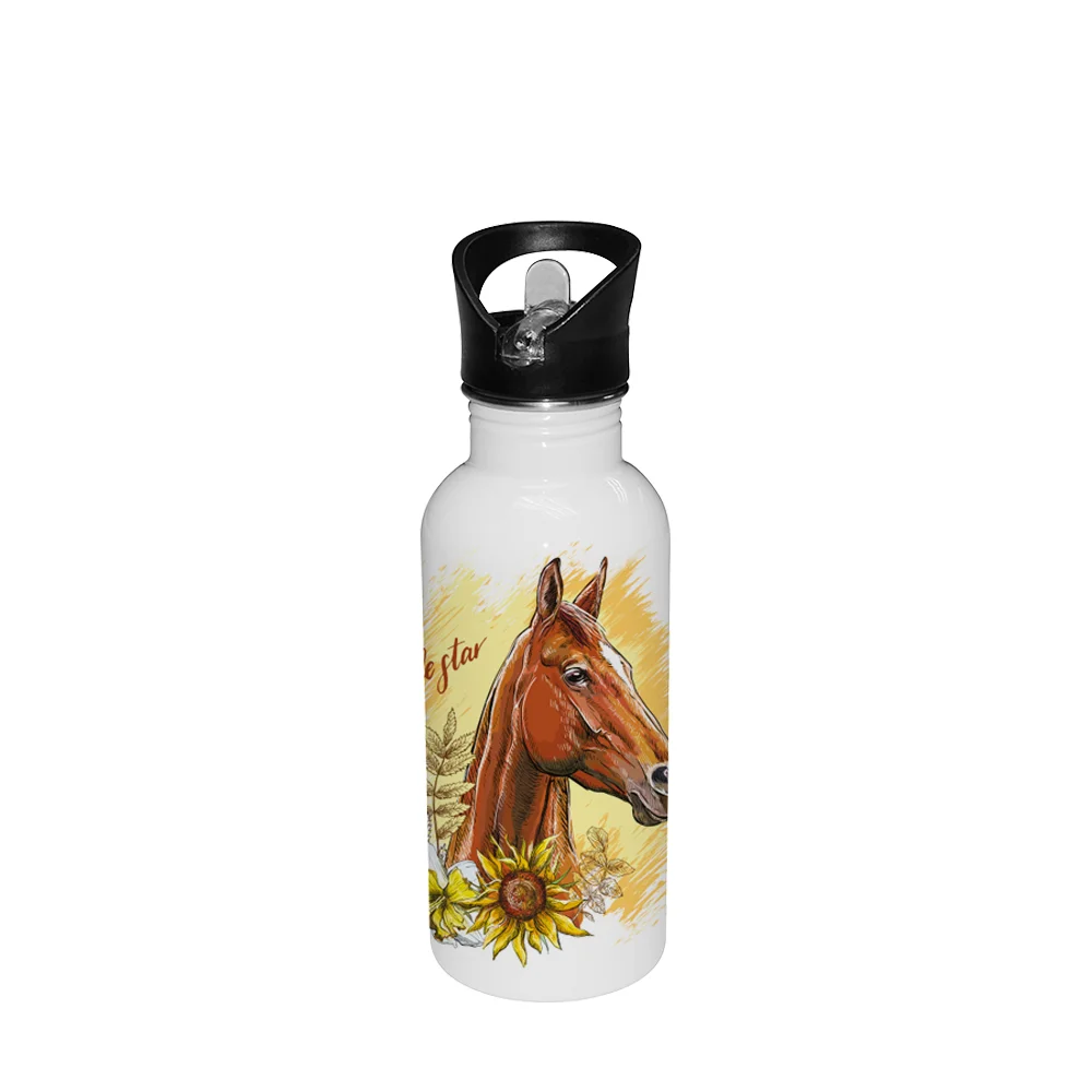 600ml Stainless Steel Water Bottle with Straw Top - White thumbnail 2