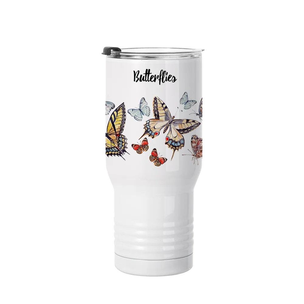 22oz/650ml Stainless Steel Tumbler with Ringneck Grip(White) thumbnail 2