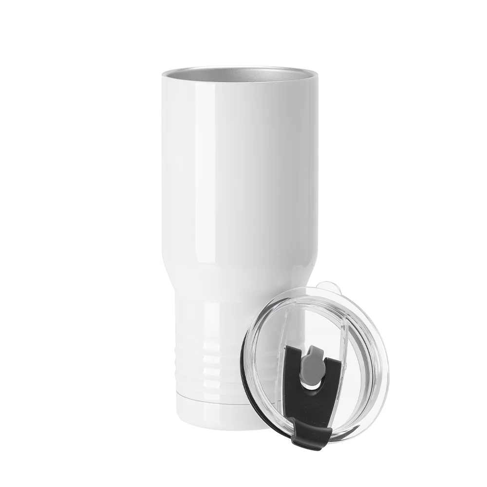 22oz/650ml Stainless Steel Tumbler with Ringneck Grip(White) thumbnail 3