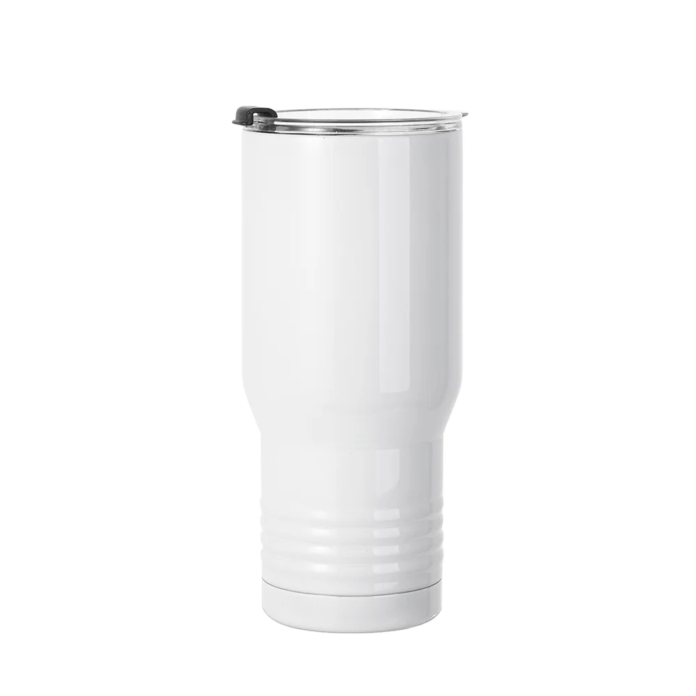 22oz/650ml Stainless Steel Tumbler with Ringneck Grip(White) thumbnail 1