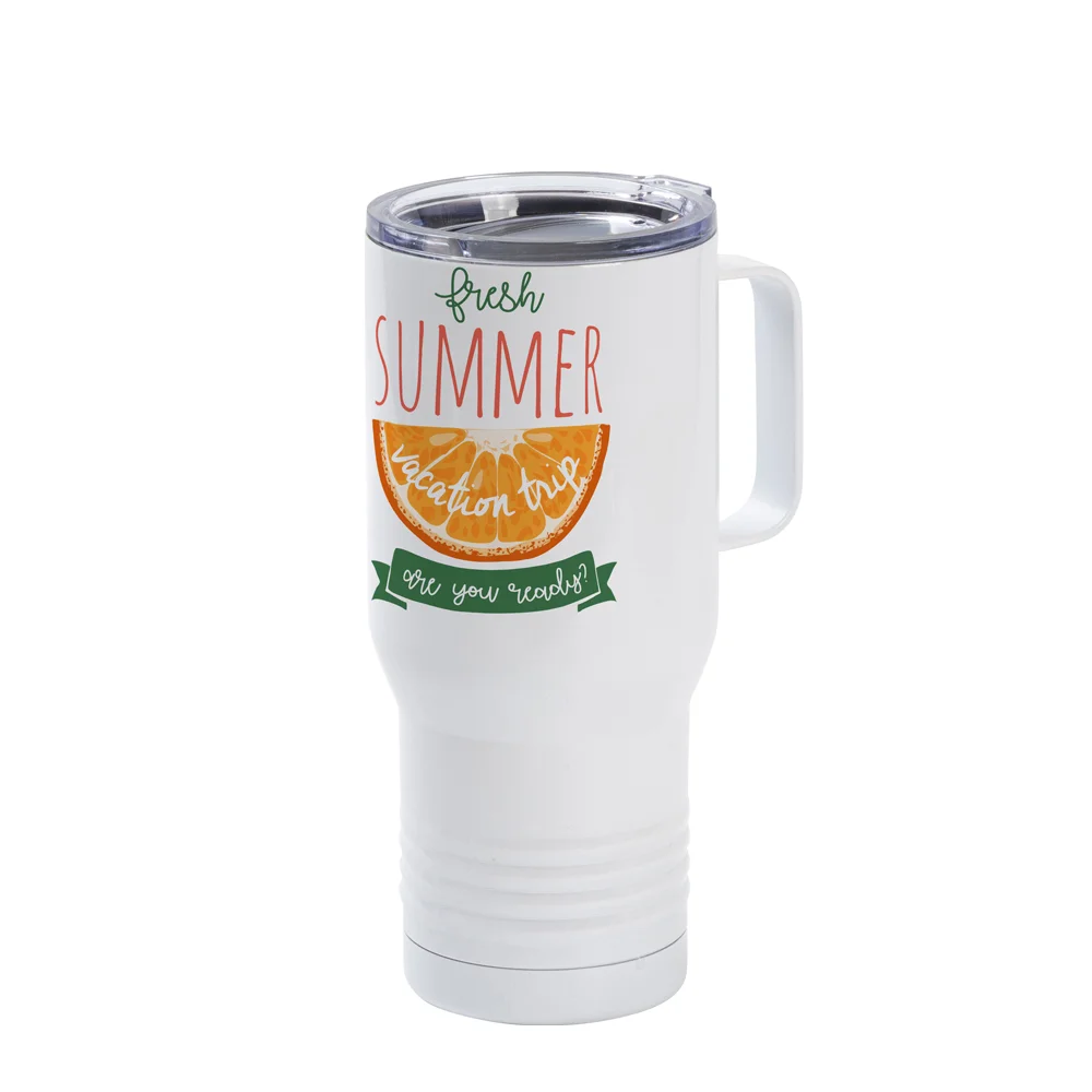 Stainless Steel Tumbler with Handle w/ Ringneck Grip(22oz/650ml,Sublimation Blank,White) thumbnail 2
