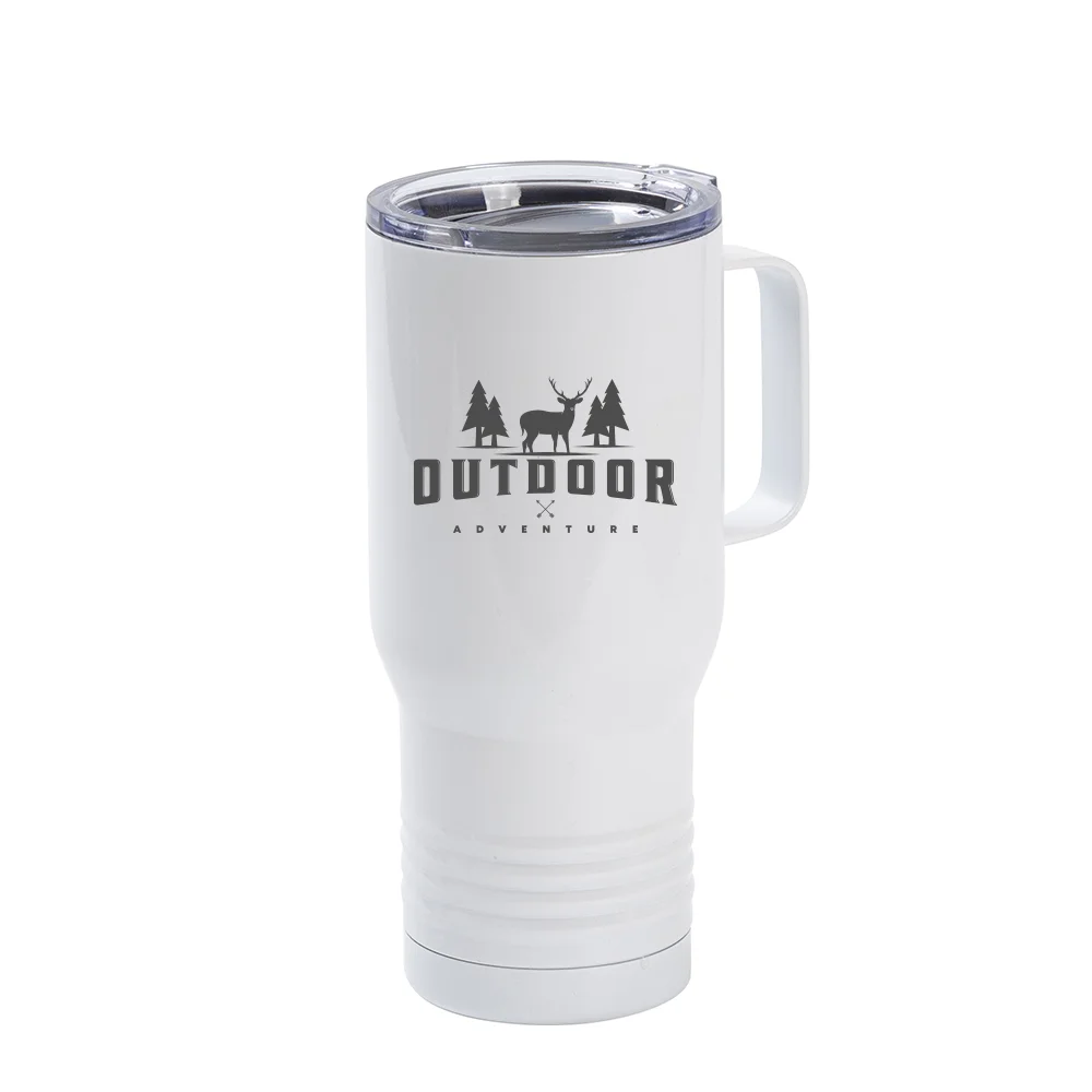 Stainless Steel Tumbler with Handle w/ Ringneck Grip(22oz/650ml,Sublimation Blank,White) thumbnail 3