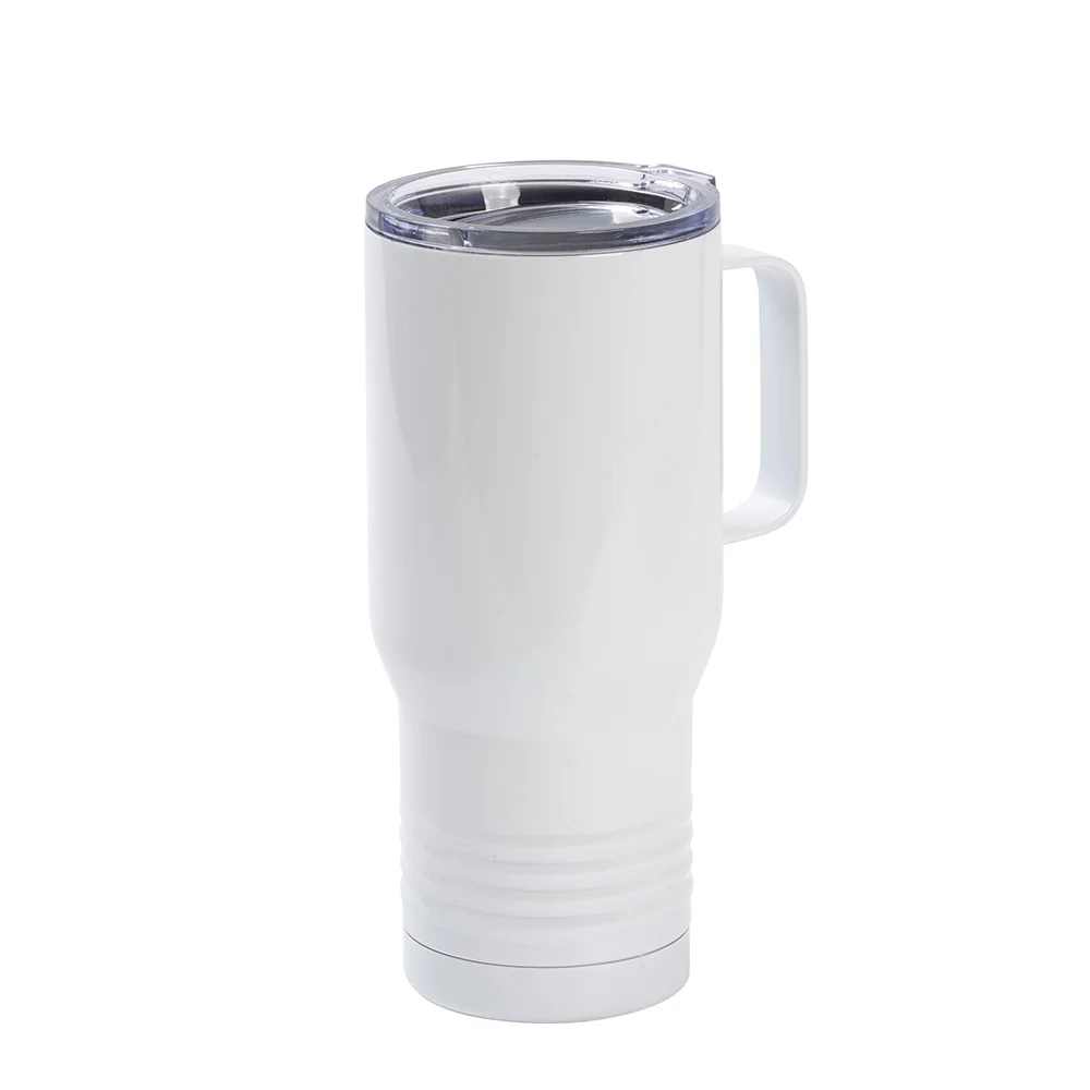 Stainless Steel Tumbler with Handle w/ Ringneck Grip(22oz/650ml,Sublimation Blank,White) thumbnail 1