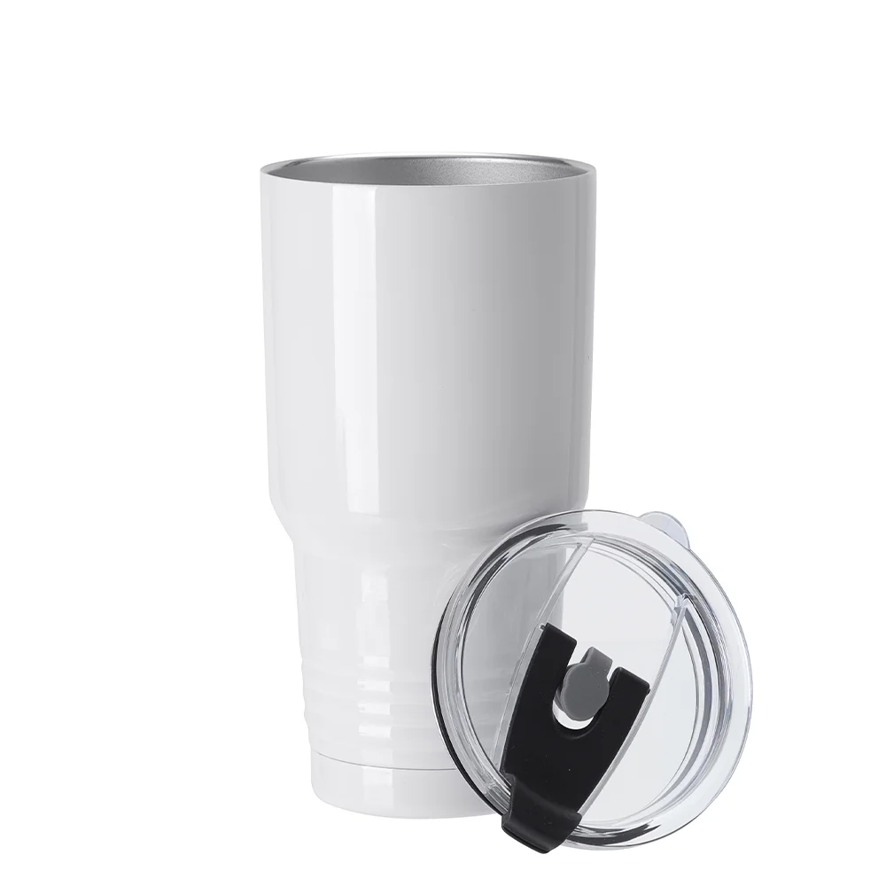 30oz/900ml Stainless Steel Tumbler with Ringneck Grip(White) thumbnail 5