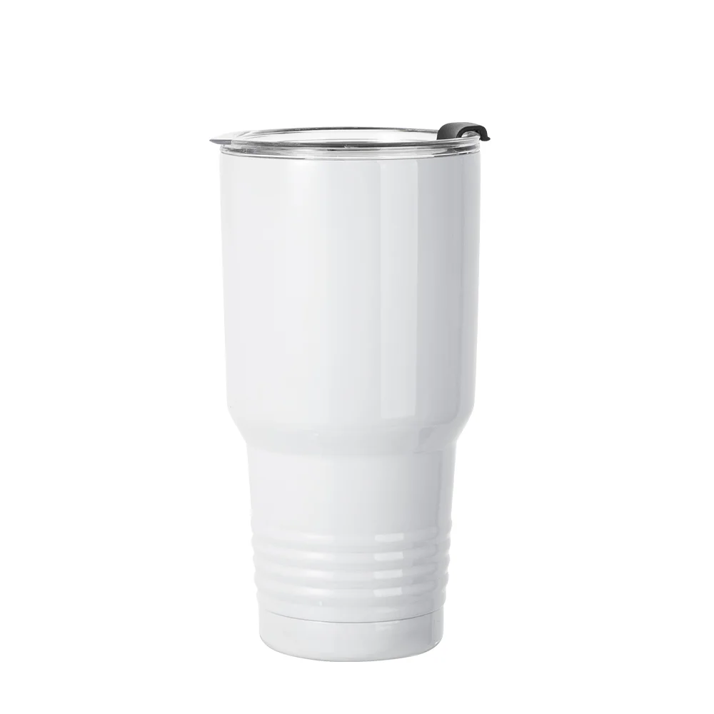 30oz/900ml Stainless Steel Tumbler with Ringneck Grip(White)