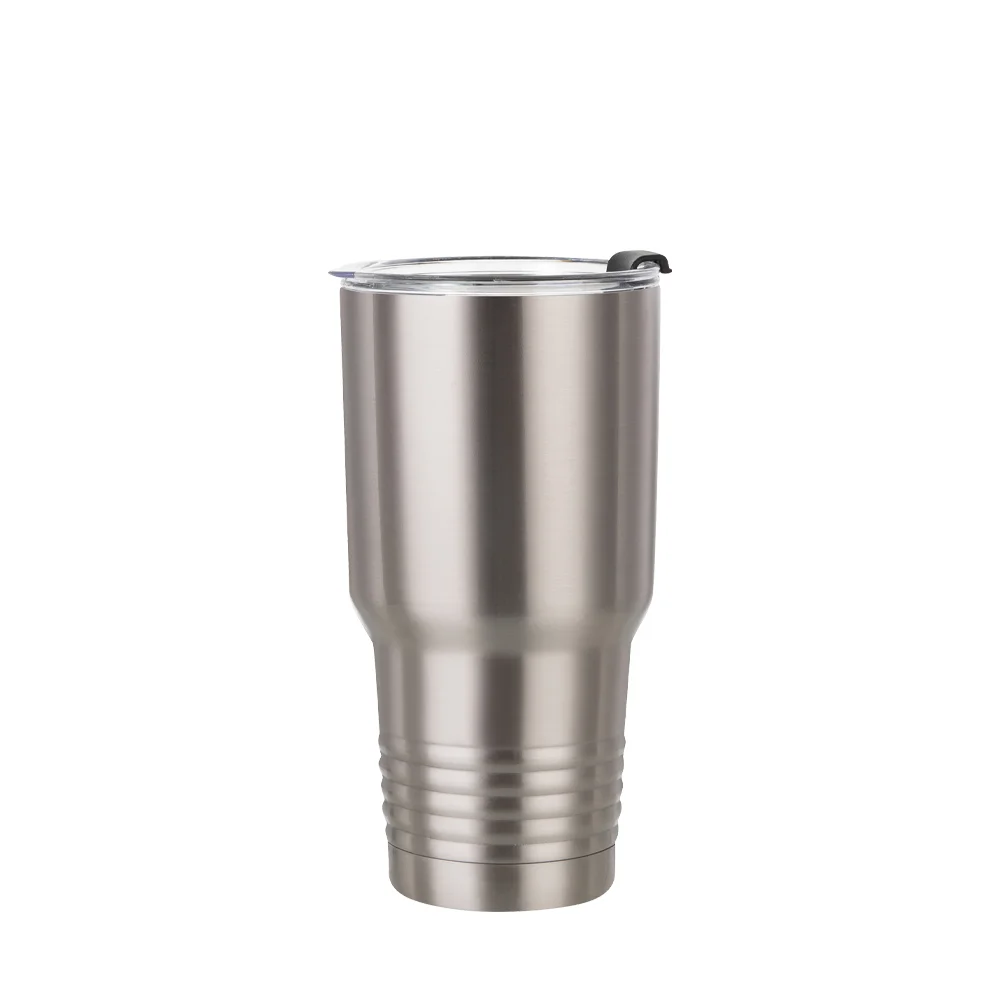 30oz/900ml Stainless Steel Tumbler w/ Ringneck Grip (Plain, Stainless steel)