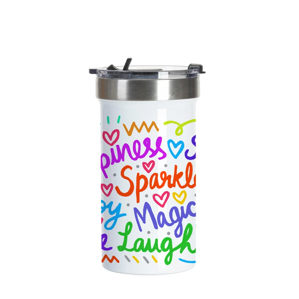 22oz/650ml Stainless Steel Travel Tumbler with Flip Lid(White) thumbnail 2