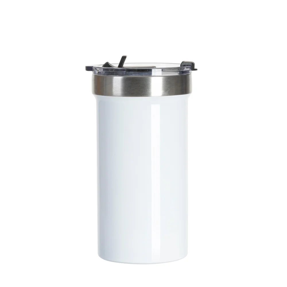 22oz/650ml Stainless Steel Travel Tumbler with Flip Lid(White) thumbnail 1