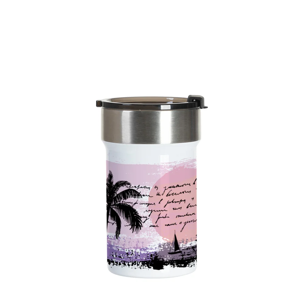 13oz/400ml Stainless Steel Travel Tumbler with Flip Lid(White) thumbnail 2
