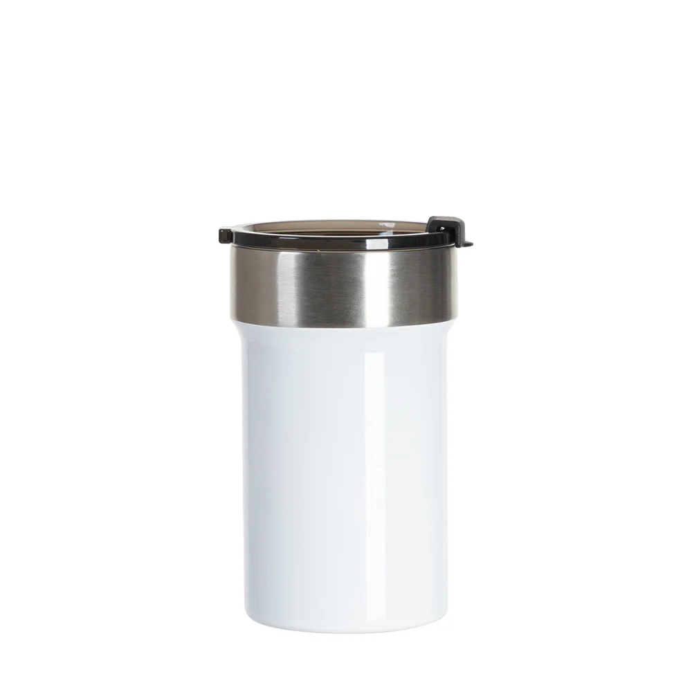13oz/400ml Stainless Steel Travel Tumbler with Flip Lid(White) thumbnail 1