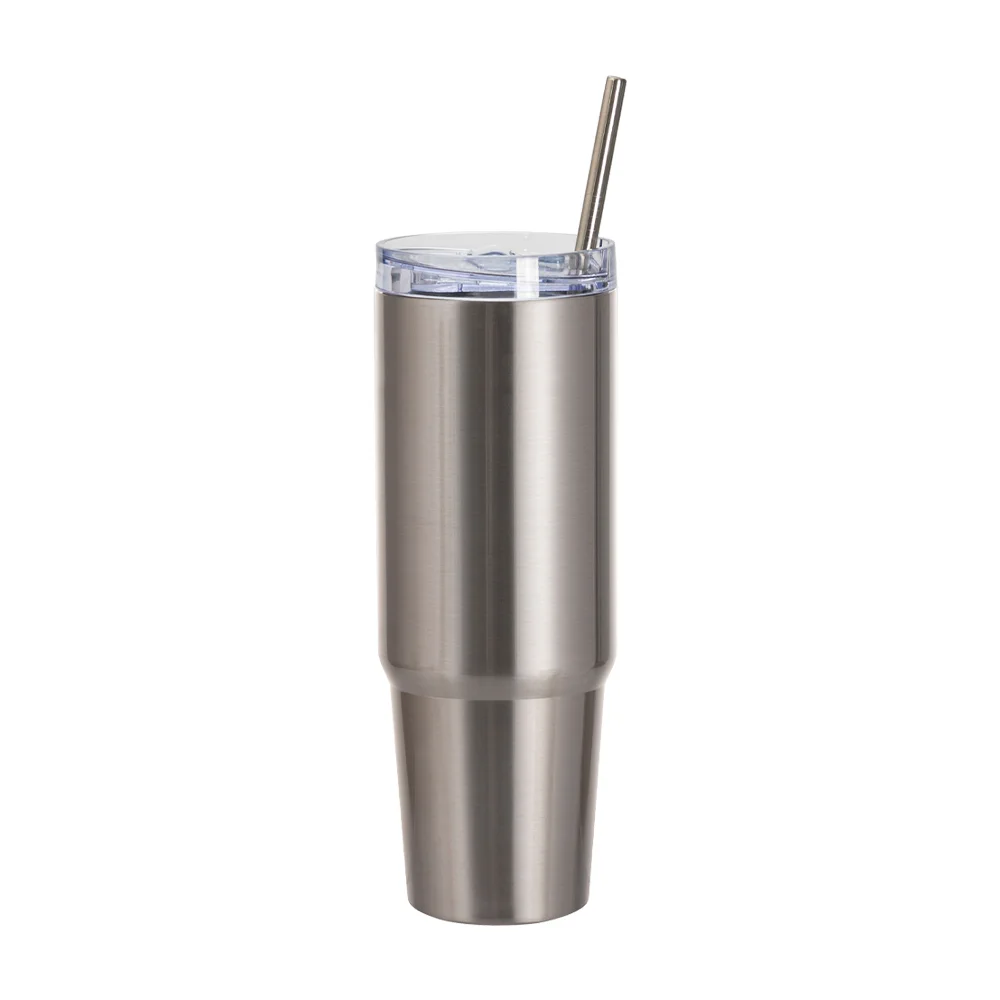 36oz/1080ml Stainless Steel Travel Tumbler with Lid & Straw(Silver)
