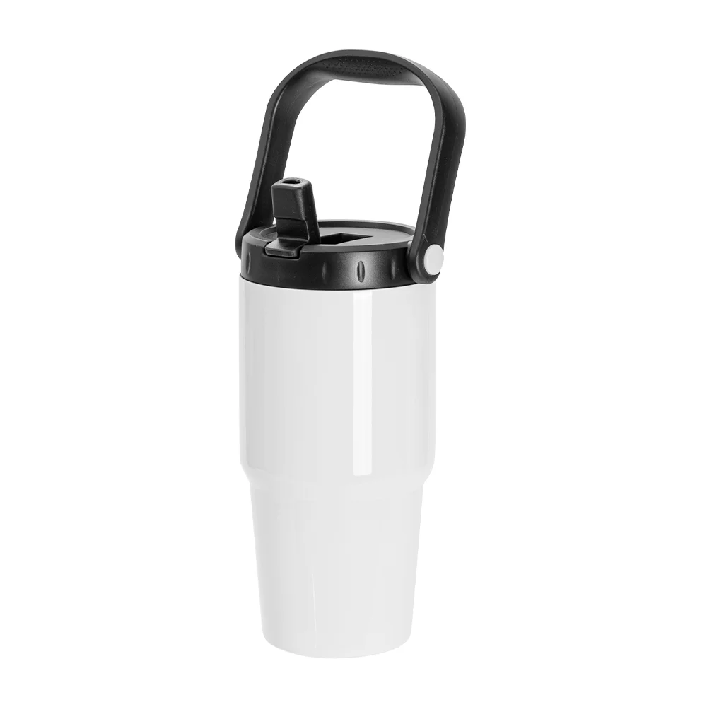 20oz/600ml Stainless Steel Travel Tumbler with Portable Lid(White) thumbnail 3