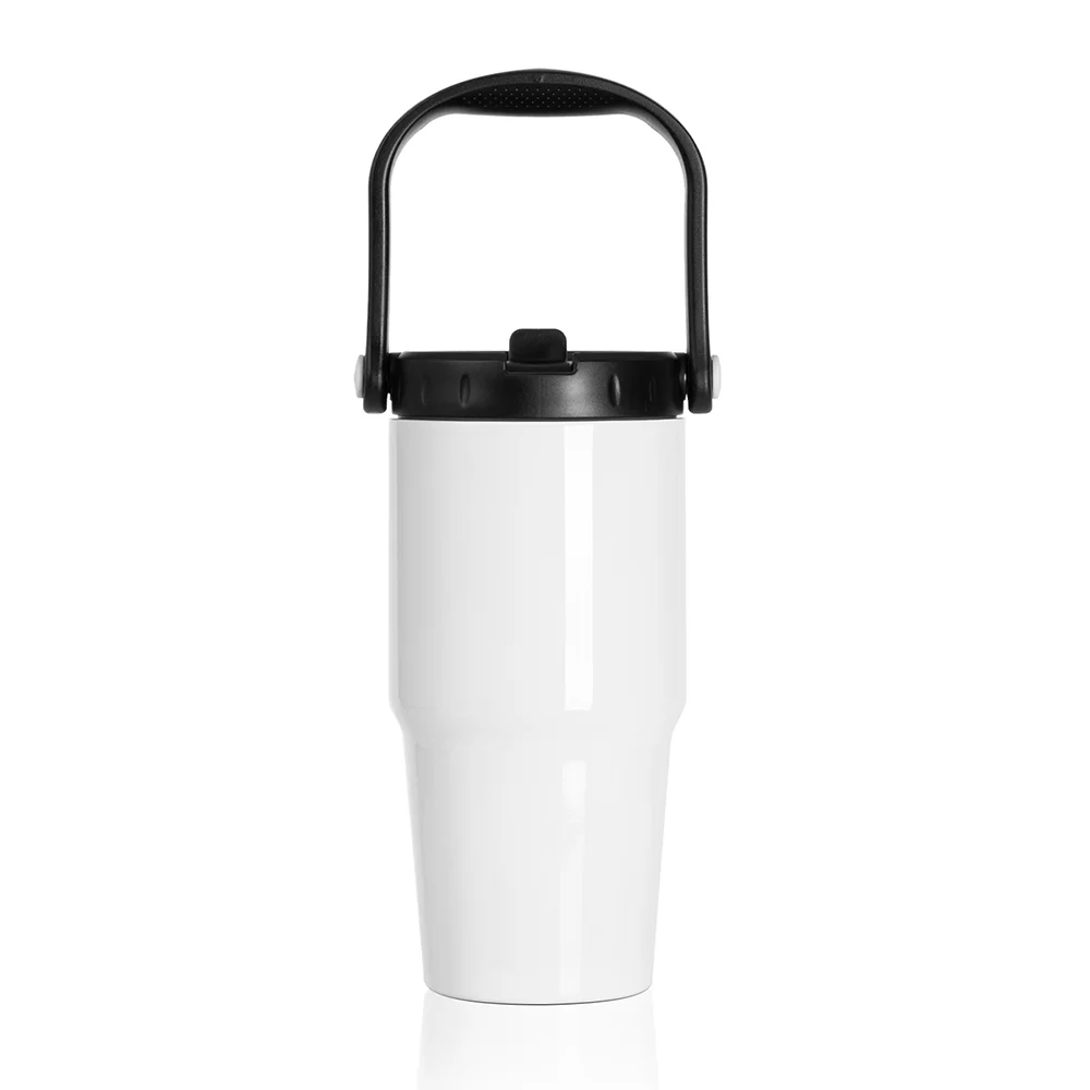 20oz/600ml Stainless Steel Travel Tumbler with Portable Lid(White) thumbnail 1