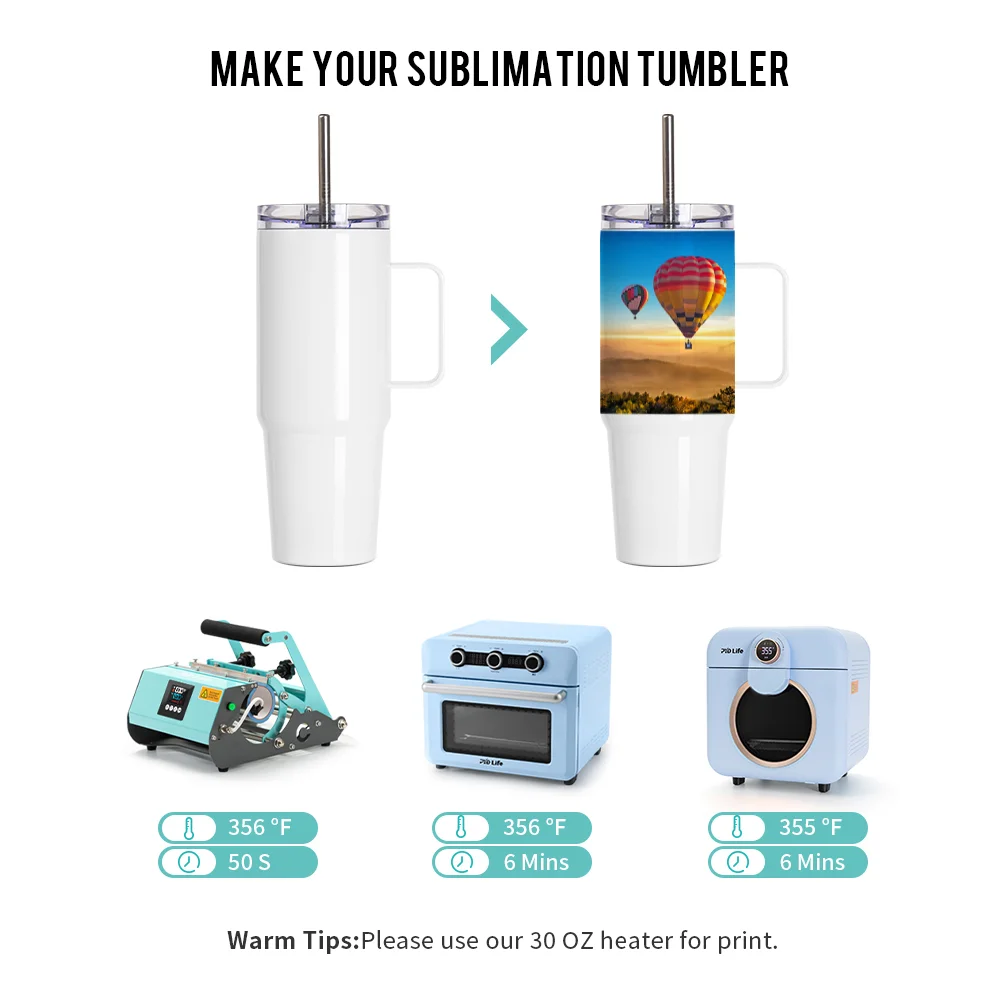 30oz/900ml Stainless Steel Travel Tumbler With Handle, Metal Straw And Screw Top (White) thumbnail 4