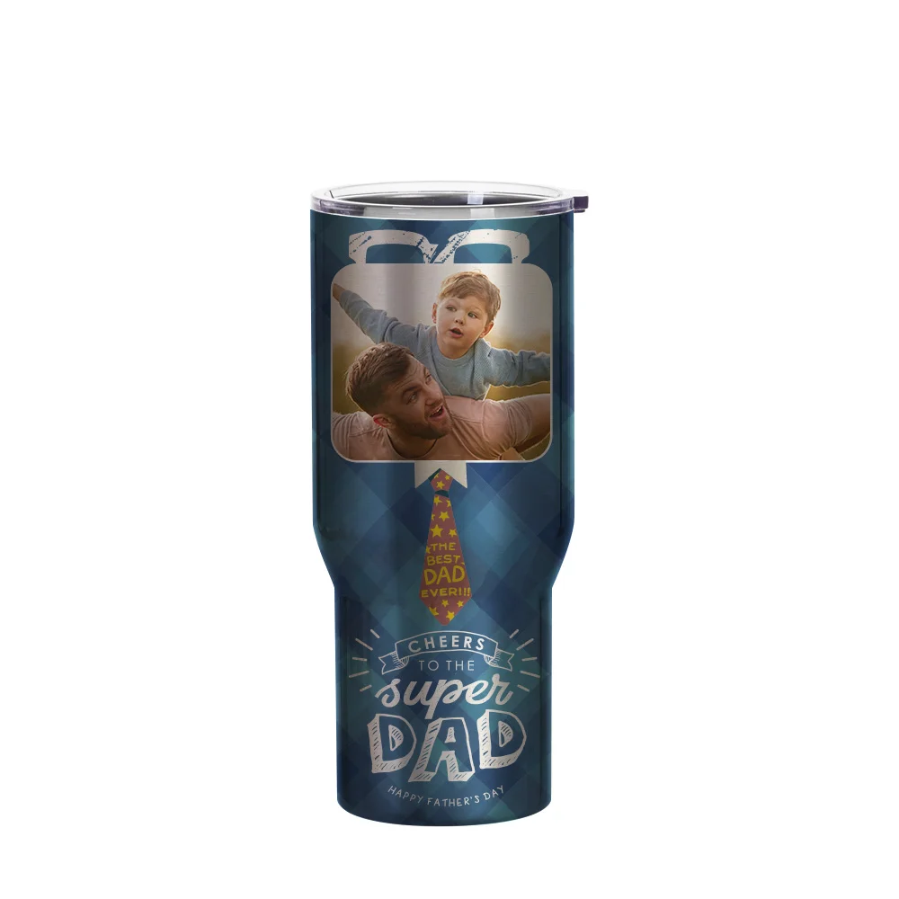 25oz/750ml Stainless Steel Travel Tumbler with Clear Flat Lid (Silver) thumbnail 2