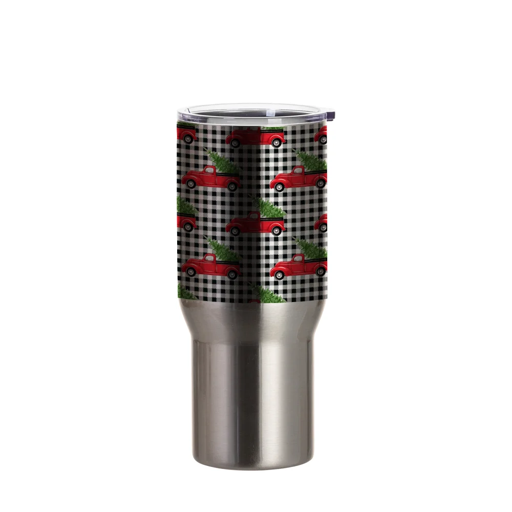 25oz/750ml Stainless Steel Travel Tumbler with Clear Flat Lid (Silver) thumbnail 3