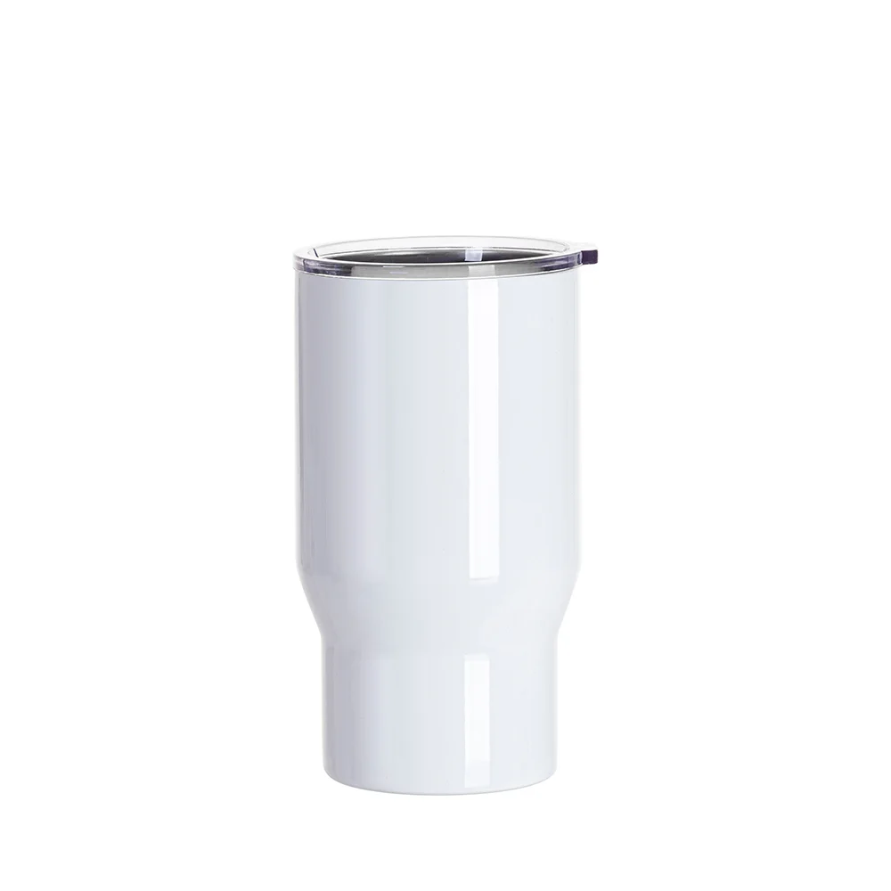 18oz/550ml Stainless Steel Travel Tumbler with Clear Flat Lid (White) thumbnail 1