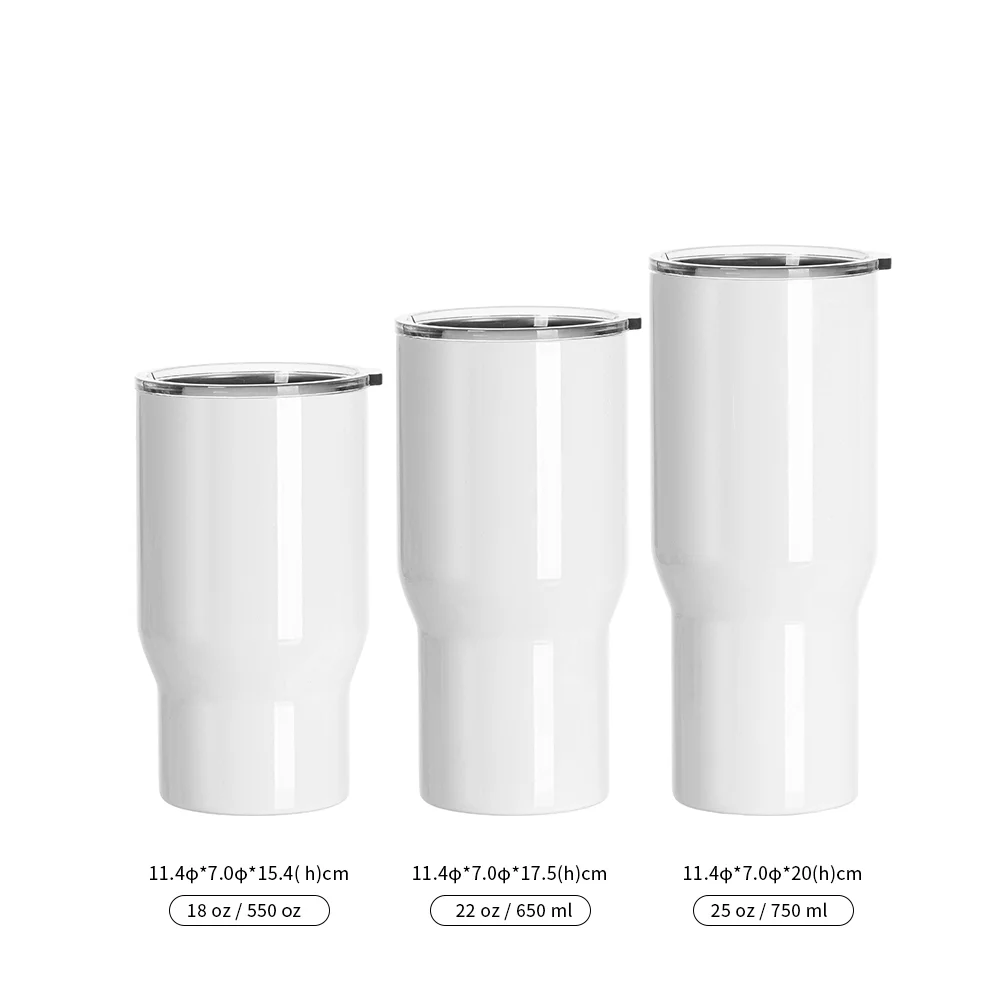 22oz/650ml Stainless Steel Travel Tumbler with Clear Waterproof Lid (White) thumbnail 3