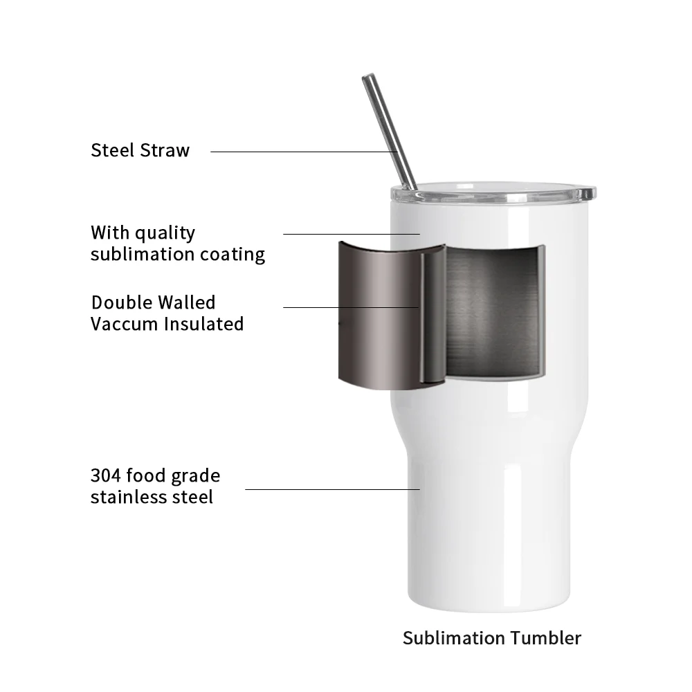 22oz/650ml Stainless Steel Travel Tumbler with Clear Waterproof Lid (White) thumbnail 5