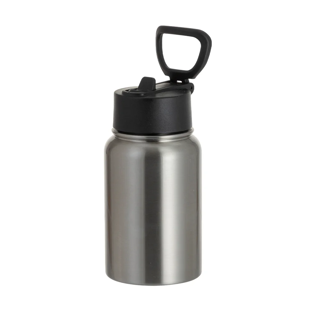 17oz/500ml Stainless Steel Water Bottle w/ Wide Mouth Straw & Portable Lid (Silver) thumbnail 7