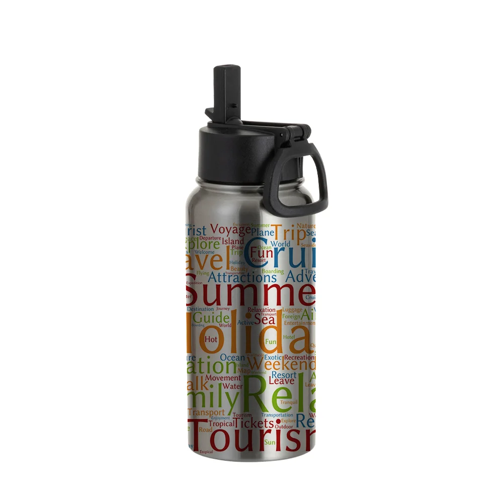 25oz/750ml Stainless Steel Water Bottle w/ Wide Mouth Straw & Portable Lid (Silver) thumbnail 2