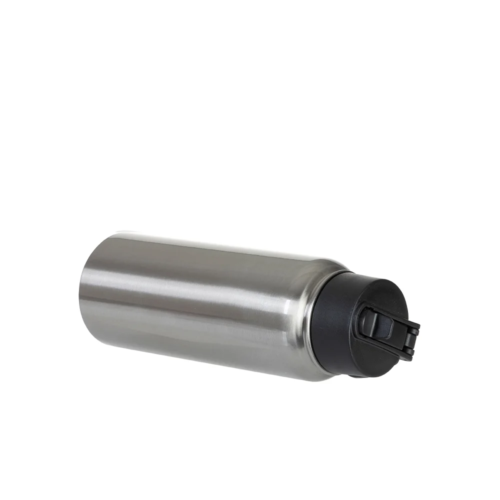 30oz/900ml Stainless Steel Water Bottle w/ Wide Mouth Straw & Portable Lid (Silver) thumbnail 6