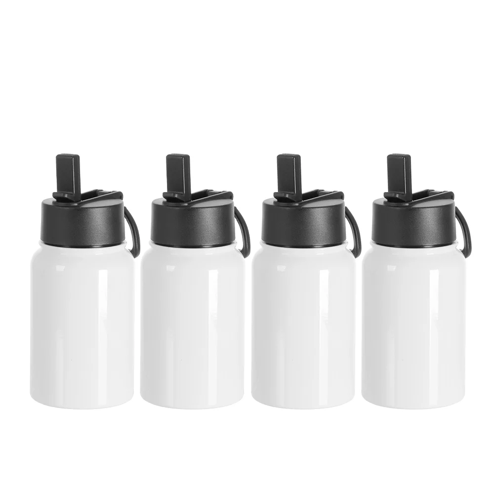 17oz/500ml Stainless Steel Water Bottle w/ Wide Mouth Straw & Portable Lid (White) thumbnail 3