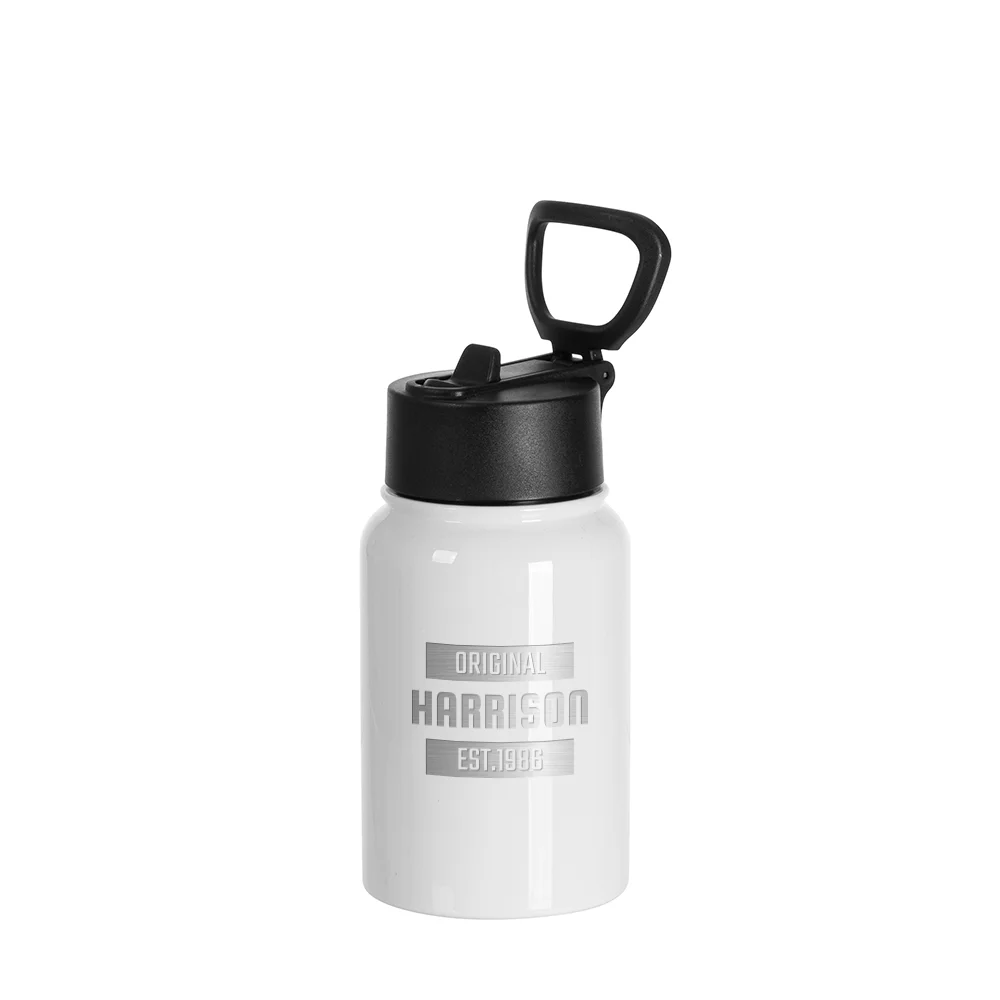 17oz/500ml Stainless Steel Water Bottle w/ Wide Mouth Straw & Portable Lid (White) thumbnail 10