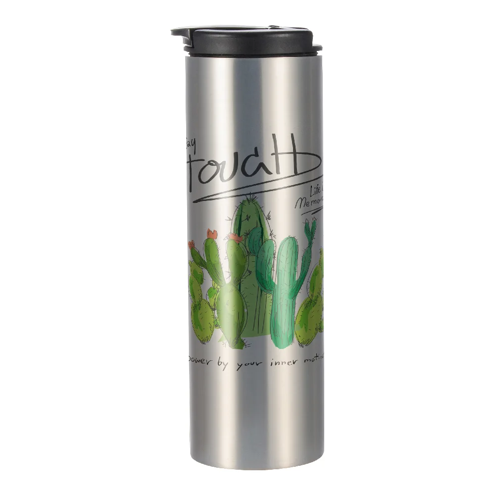 500ml Stainless Steel Flask Bottle with Flip lid (Silver) thumbnail 3