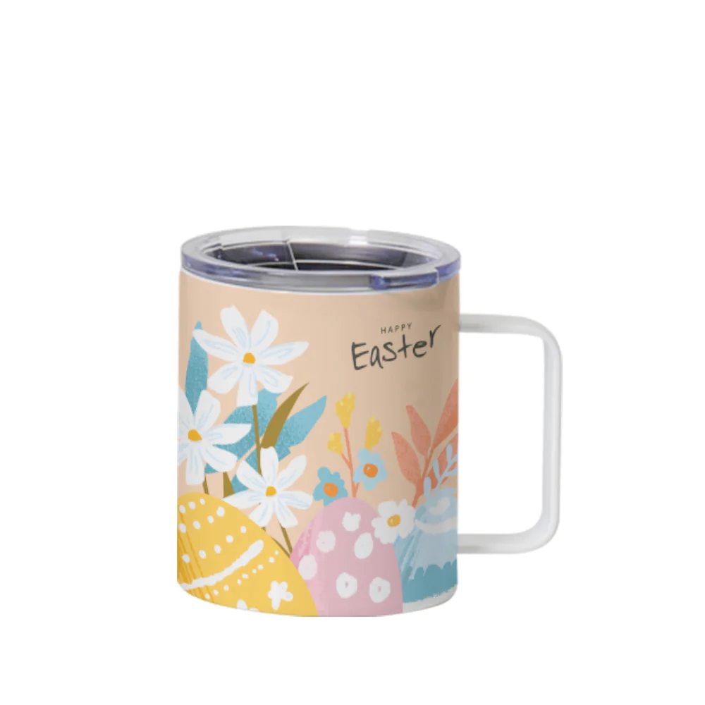 13OZ 400ml Stainless Steel Coffee Cup with Water Proof Lid & Handle (White) thumbnail 2